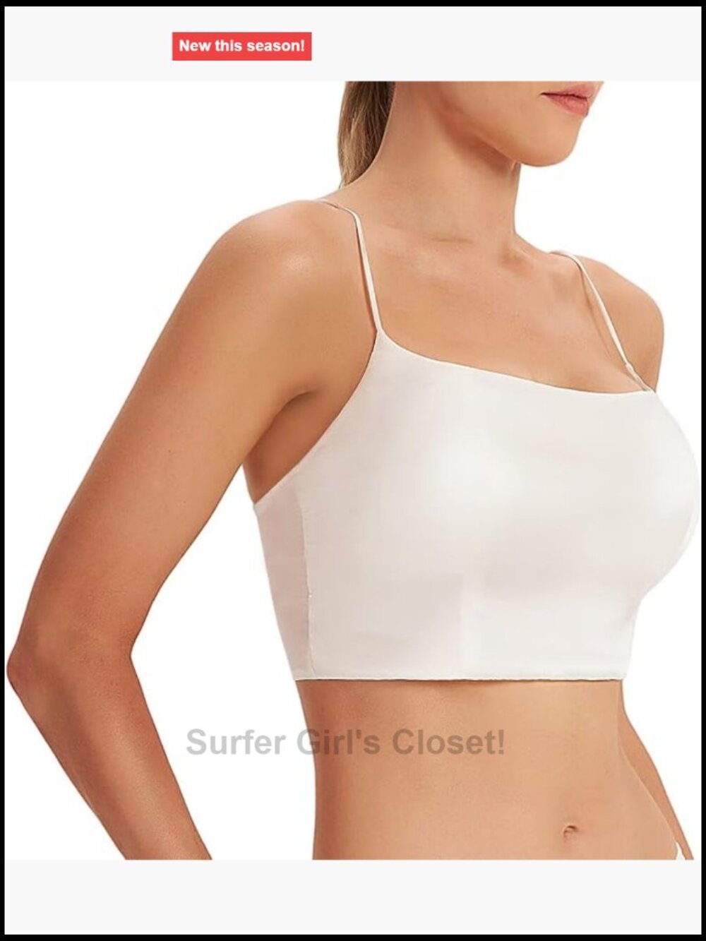 Silk Crop Tank Top Spaghetti Strap Scoop Neck Bralette